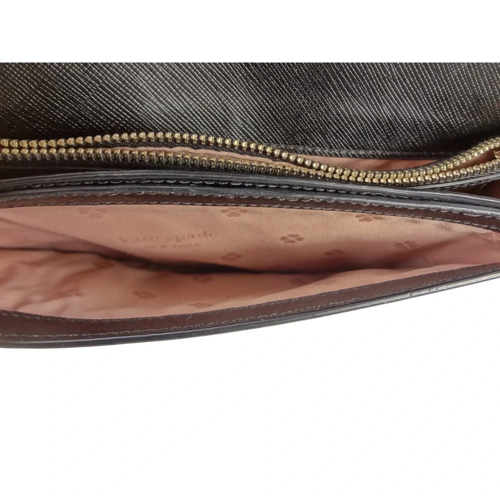 Kate Spade New York Black‎ Saffiano Leather Crossbody Wallet on Chain Bag Gold